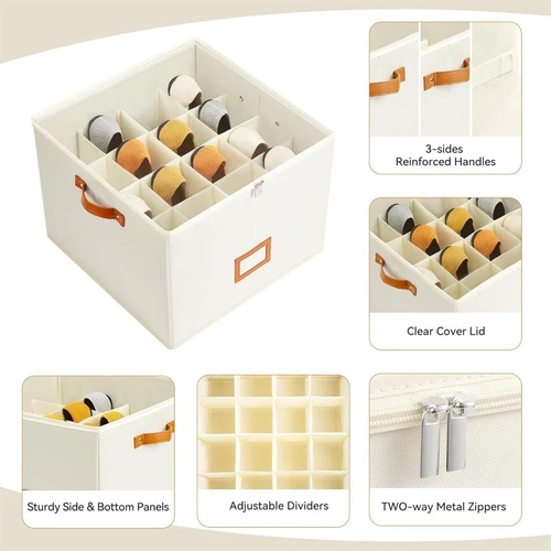 Fabric Shoe Organizer Storage Box – Foldable Design, Large Capacity