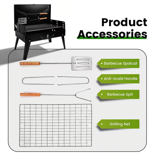 Portable Folding Charcoal Grill – Stainless Steel, Quick Setup, Easy Clean