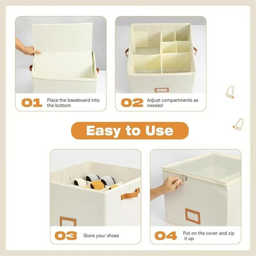Fabric Shoe Organizer Storage Box – Foldable Design, Large Capacity