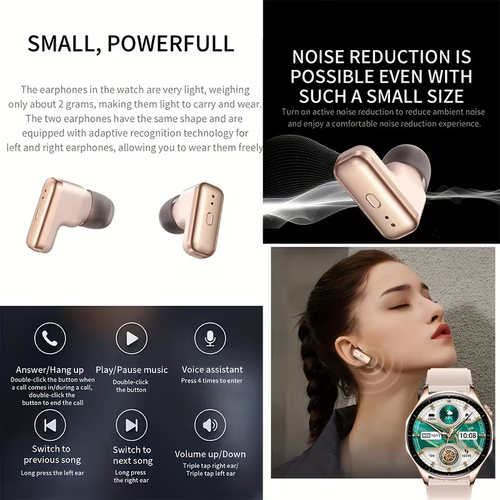 2-in-1 Smartwatch with TWS Earphones, Supporting Wireless Calls, 100+ Sports Modes, Running and Fitness Tracking, Compatible with IOS and Android