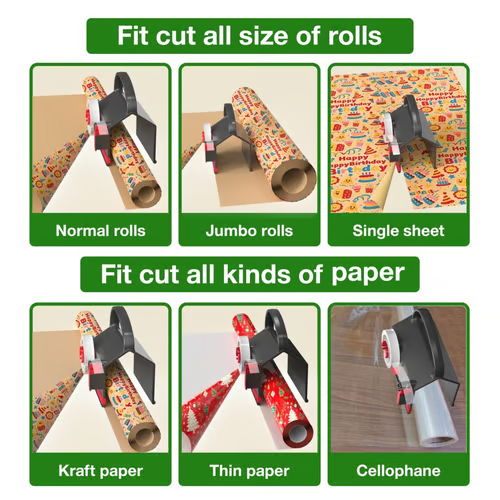 2-in-1 Wrapping Paper Cutter & Tape Dispenser - Faster Gift Wrapping Tool