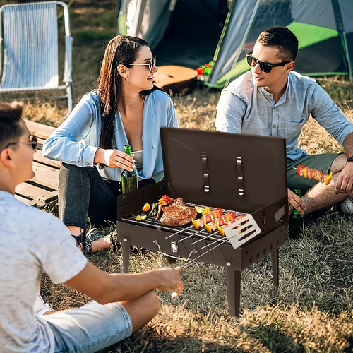 Portable Folding Charcoal Grill – Stainless Steel, Quick Setup, Easy Clean