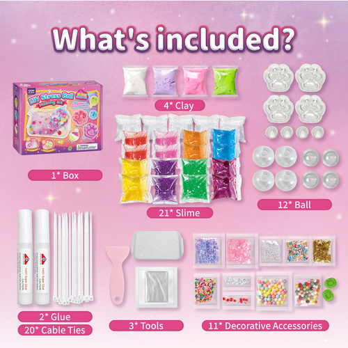 DIY Fried Ice Squishy Toy Kit with Cat Claw Design for Kids