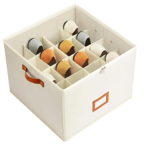 Fabric Shoe Organizer Storage Box – Foldable Design, Large Capacity