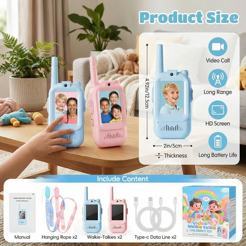 Kids Video Walkie Talkie Set (2-Pack) – Intercom with Camera & Screen