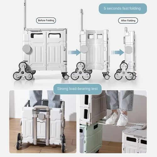 8-wheel Folding Portable Utility Rolling Cart with Large Storage Capacity