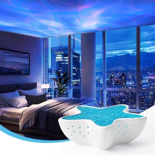 LED starfish night light, USB powered, wave and starry sky music projection light