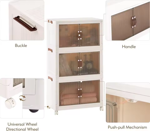 Wheeled, installation-free, foldable, large-capacity, multi-functional storage rack