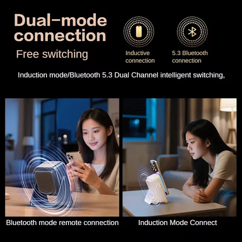 5-in-1 automatic induction dual-mode RGB ambient light Bluetooth portable speaker with charging stand