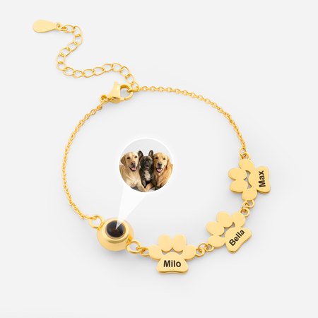 Personalised Paw Print Bracelet with Hidden Photo for Pet Lovers