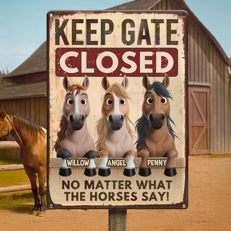 Custom Home Decor Metal Sign  Personalized Birthday Gifts For Men And Women  Horse Lovers - Seriously, Close That Gate