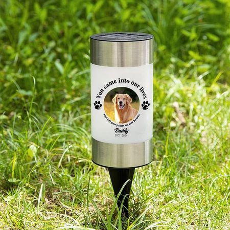 Custom Dog Cat Photo Paw Print Solar Garden Light