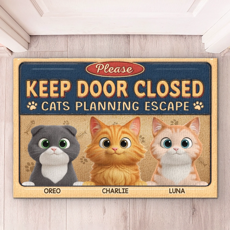 Custom 3D Inflated Effect Printed Home Decor Decorative Mat - Personalized Birthday Gifts For Cat Lovers, Cat Mom And Dad - Powered By Cat Love