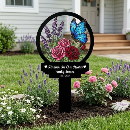 Butterfly You Are Forever In Our Hearts - Personalized Plaque Stake, Memorial Gift For Loss Of Loved One