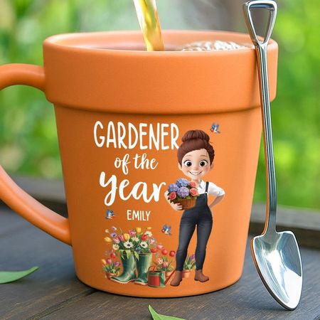 Custom Plant Pot Ceramic Mug - Personalized Garden Gifts For Gardeners - Plant Parent Vibes - Flower Pot Mug