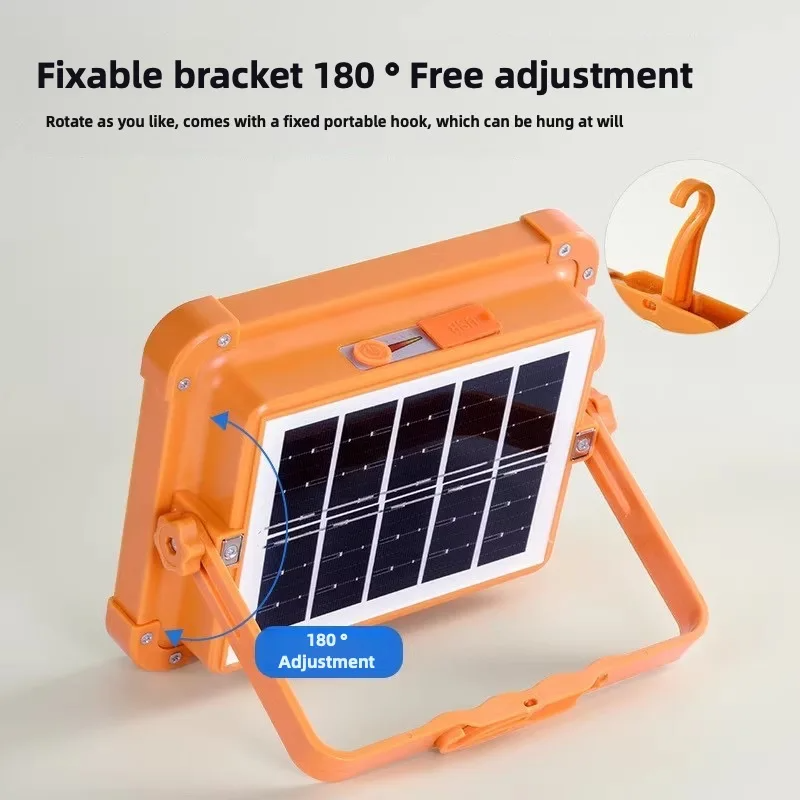 100w luz de trabalho solar portátil luz de acampamento brilho ajustável holofote solar para viagens reparação carro caminhadas