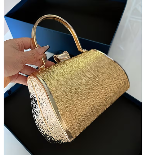 Luxury Gold Pearl Clutch Bag | Women's Embellished Evening Handbag for Party
