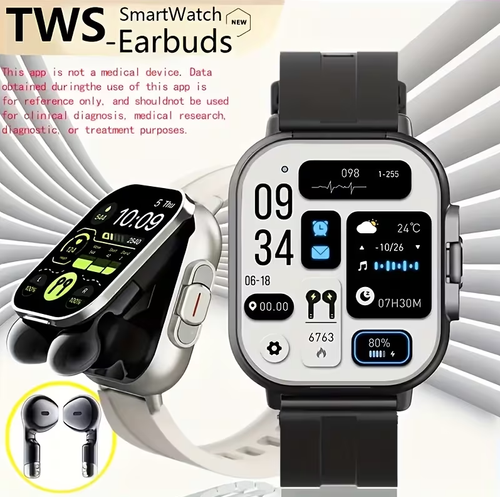 2-in-1 smartwatch with built-in true wireless earbuds