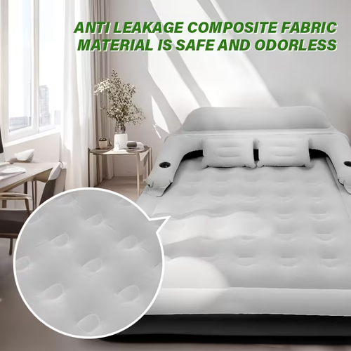 Double Bed Automatic Inflatable Mattress with Backrest Pillow with Inflatable Pump Portable Air Cushion Outdoor Camping Home Inflatable Mattress Bed