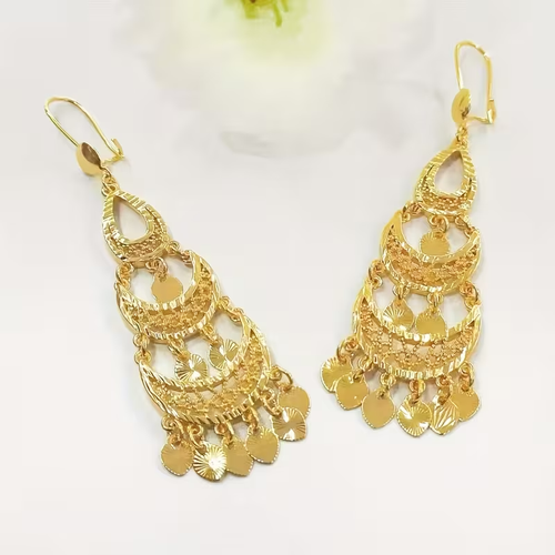 Dangle Earrings for Women, Featuring Plating, Vintage Copper Tassels, And a Bohemian Layered Design, Perfect As a Bridal Gift for Weddings Or Parties