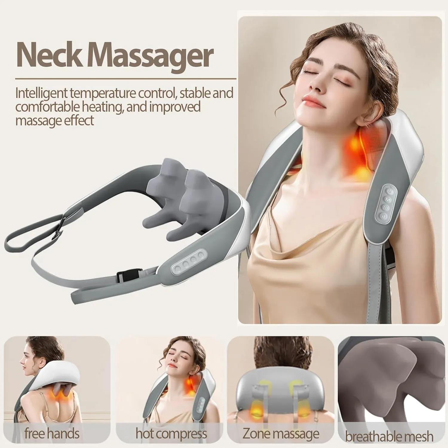 U-shaped electric neck massager