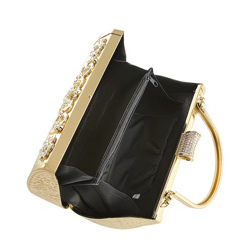 Luxury Gold Pearl Clutch Bag | Women's Embellished Evening Handbag for Party