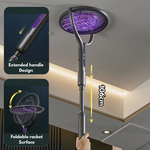 2-in-1 Retractable Electric Mosquito Killer Lamp & Swatter (62cm)