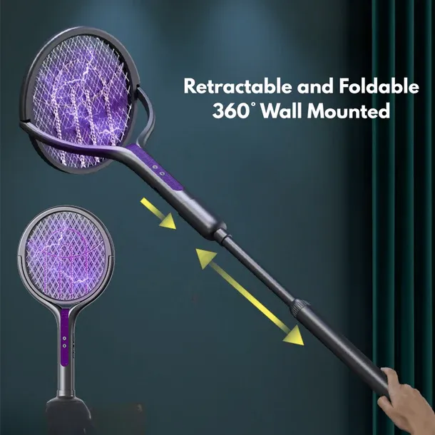 2-in-1 Retractable Electric Mosquito Killer Lamp & Swatter (62cm)