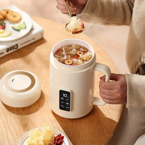 Portable Electric Hot Cup | Multifunctional Cooker for Soup, Rice, Desserts, Tea, Coffee | Large Capacity, Nano Ceramic Enamel Inner, Compact and Convenient for Outdoor, Office, Home Use