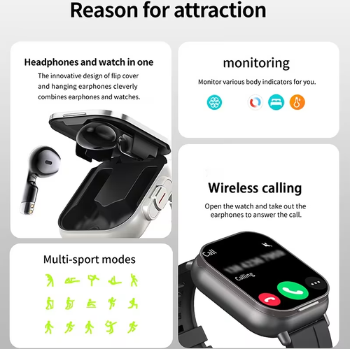 2-in-1 smartwatch with built-in true wireless earbuds