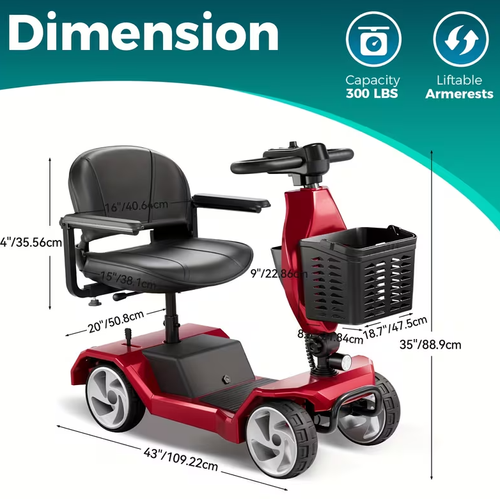 Foldable 4-wheel mobility scooter for adults