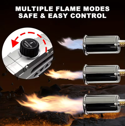 Propane grill torch with adjustable flame