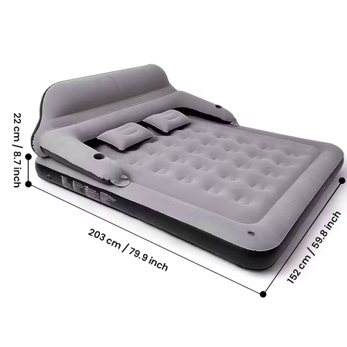 Double Bed Automatic Inflatable Mattress with Backrest Pillow with Inflatable Pump Portable Air Cushion Outdoor Camping Home Inflatable Mattress Bed
