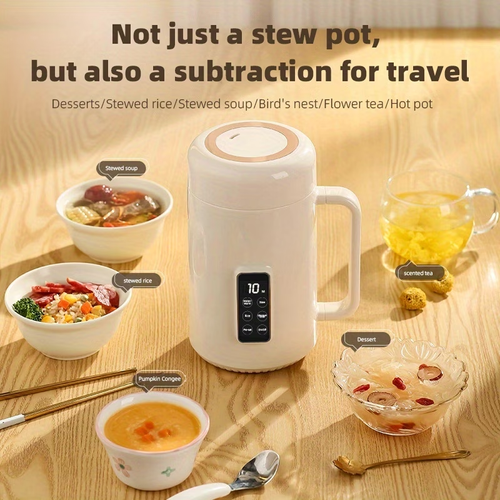 Portable Electric Hot Cup | Multifunctional Cooker for Soup, Rice, Desserts, Tea, Coffee | Large Capacity, Nano Ceramic Enamel Inner, Compact and Convenient for Outdoor, Office, Home Use