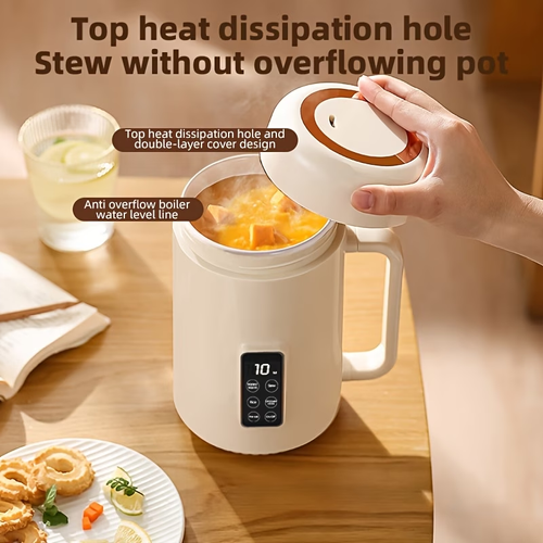 Portable Electric Hot Cup | Multifunctional Cooker for Soup, Rice, Desserts, Tea, Coffee | Large Capacity, Nano Ceramic Enamel Inner, Compact and Convenient for Outdoor, Office, Home Use