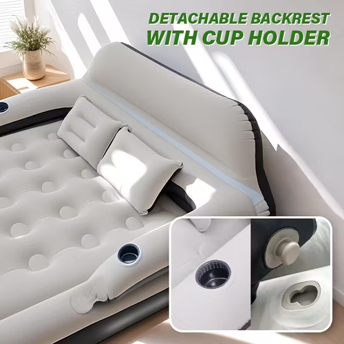 Double Bed Automatic Inflatable Mattress with Backrest Pillow with Inflatable Pump Portable Air Cushion Outdoor Camping Home Inflatable Mattress Bed