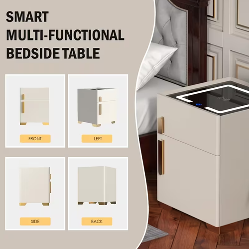 Large capacity bedside table with safe