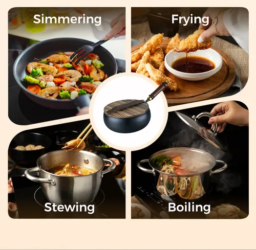 🔥 Quality Guaranteed + Non-Toxic 🔥 Hand-Forged, Coating-Free Heavy Iron Wok (24cm with Lid)