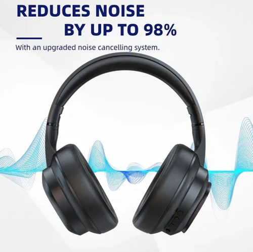 Touchscreen wireless noise-canceling headphones