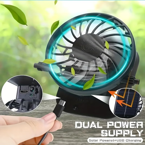 Electric solar-powered fan cap