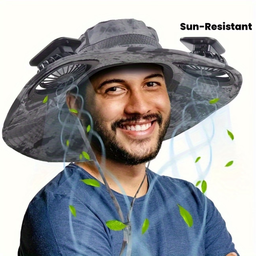 Electric solar-powered fan cap