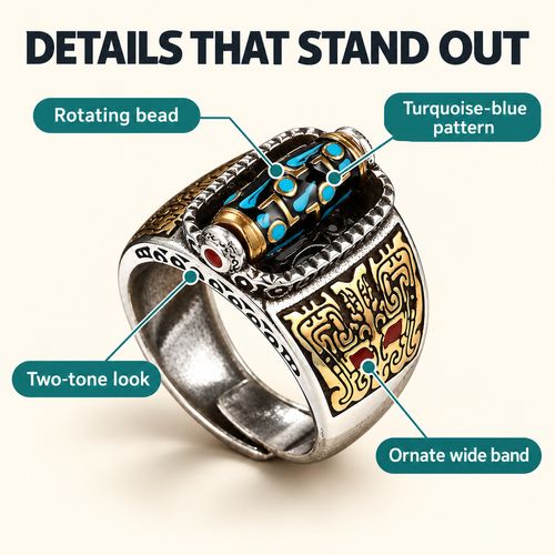 Nine-Eye Dzi Style Rotating Ring