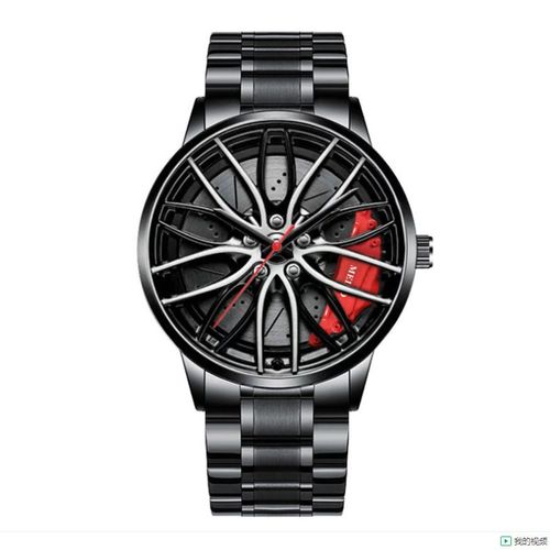 Rim Wheel Design Men Watch ⌚ Black Steel Quartz Sport Watch