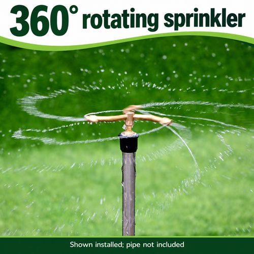 Brass 4-Arm Rotating Garden Sprinkler Head for Lawn & Plant Watering