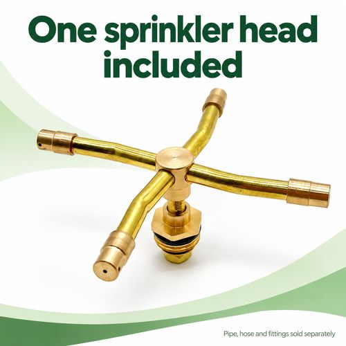 Brass 4-Arm Rotating Garden Sprinkler Head for Lawn & Plant Watering