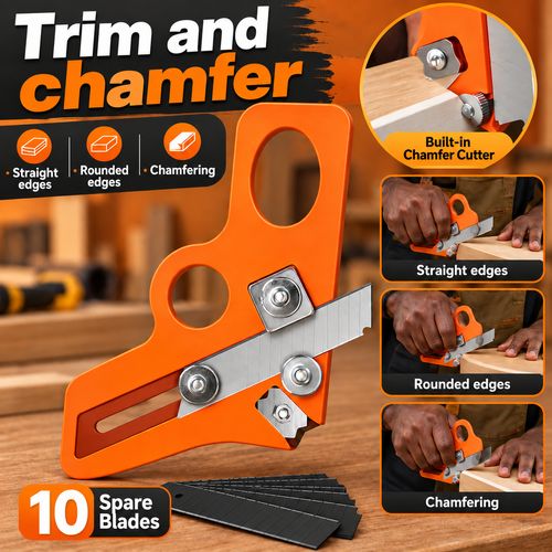 Dual-Use Edge Banding Trimmer & Chamfer Tool + 10 Spare Blades