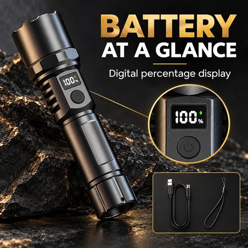 Digital Display Rechargeable Zoom Torch