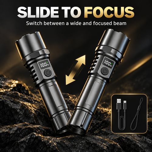 Digital Display Rechargeable Zoom Torch
