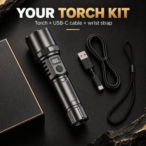 Digital Display Rechargeable Zoom Torch