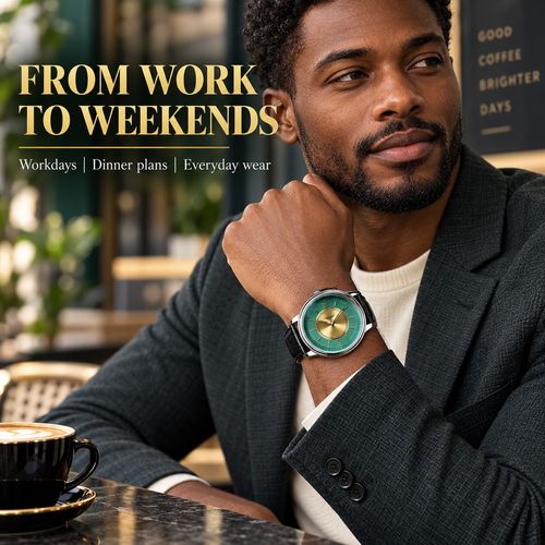 BINLIHUAN Green & Gold Dial Quartz Watch